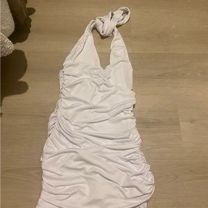 White Crossover Bodycon Dress